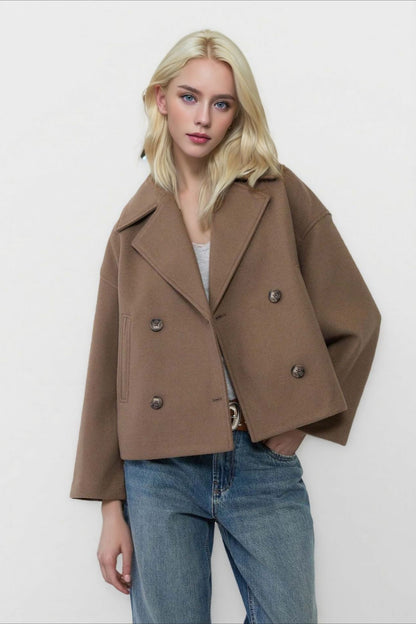 Chaqueta de mezcla de lana con solapa oversized