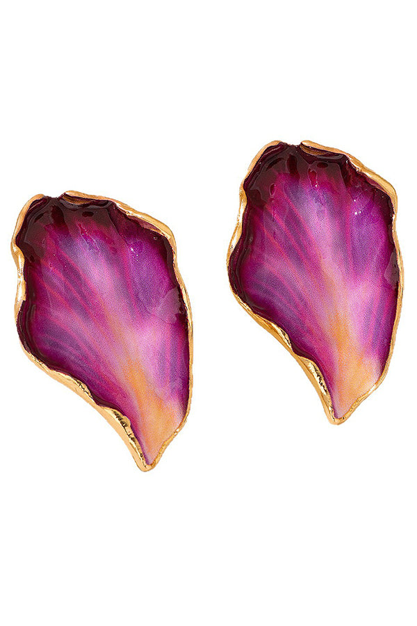 French Retro Irregular Pleated Enamel Geometric Earrings