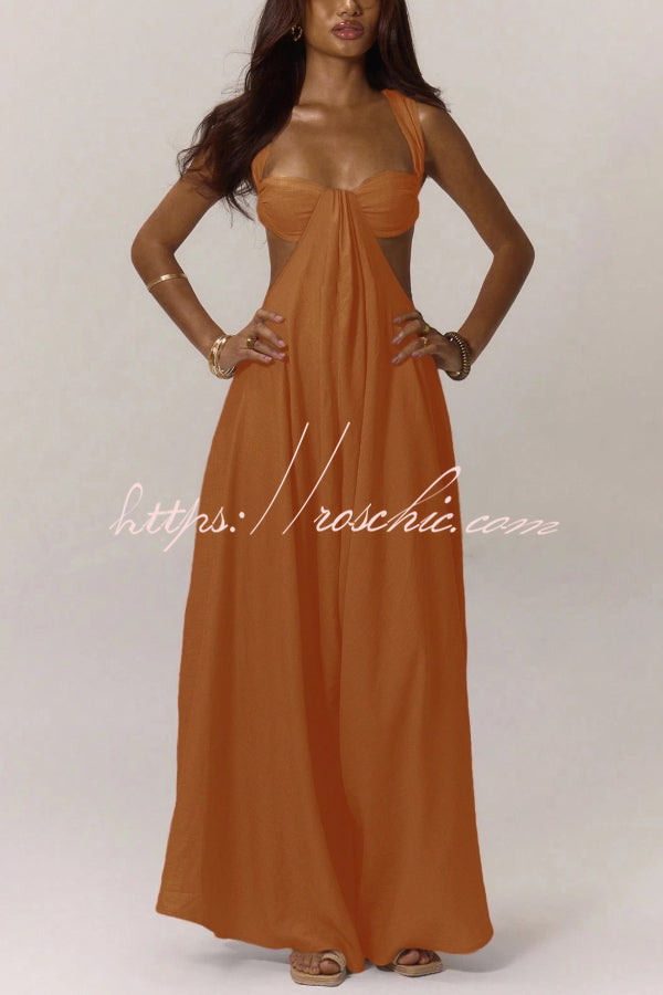 Solid Color Casual Camisole Loose Stretch Wide-leg Jumpsuit