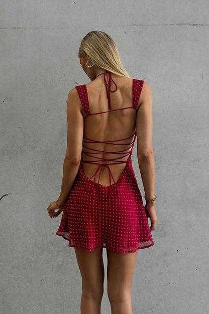 Chiffon Cami Backless Bodycon Mini Dress