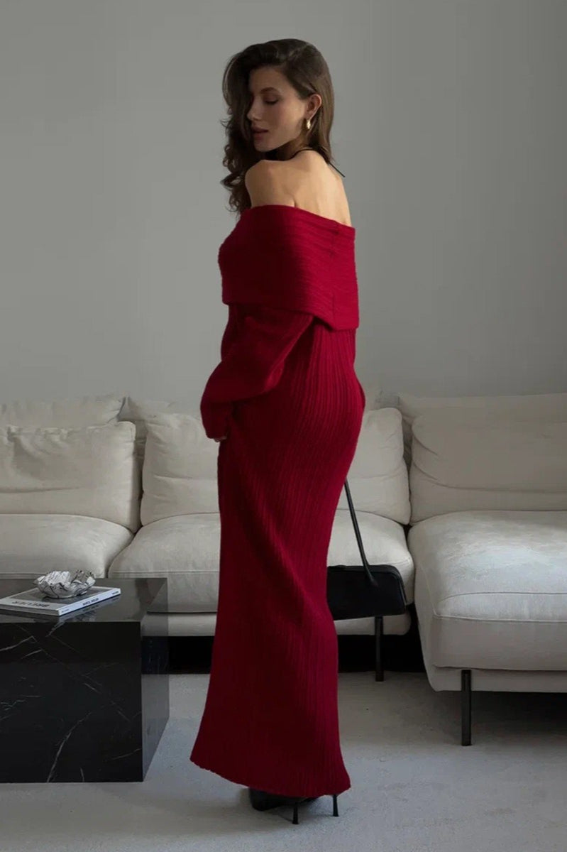 Vestido de punto entallado con un solo hombro