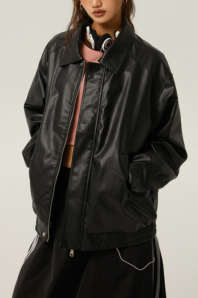 Chaqueta de moto holgada retro