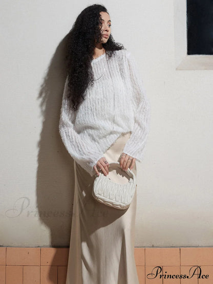 Effortlessly Split Graceful Long Sleeve Blouse