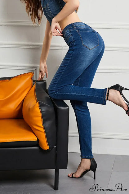 Elastic Slim High Waist Small Feet Casual Autumn Winter Jean