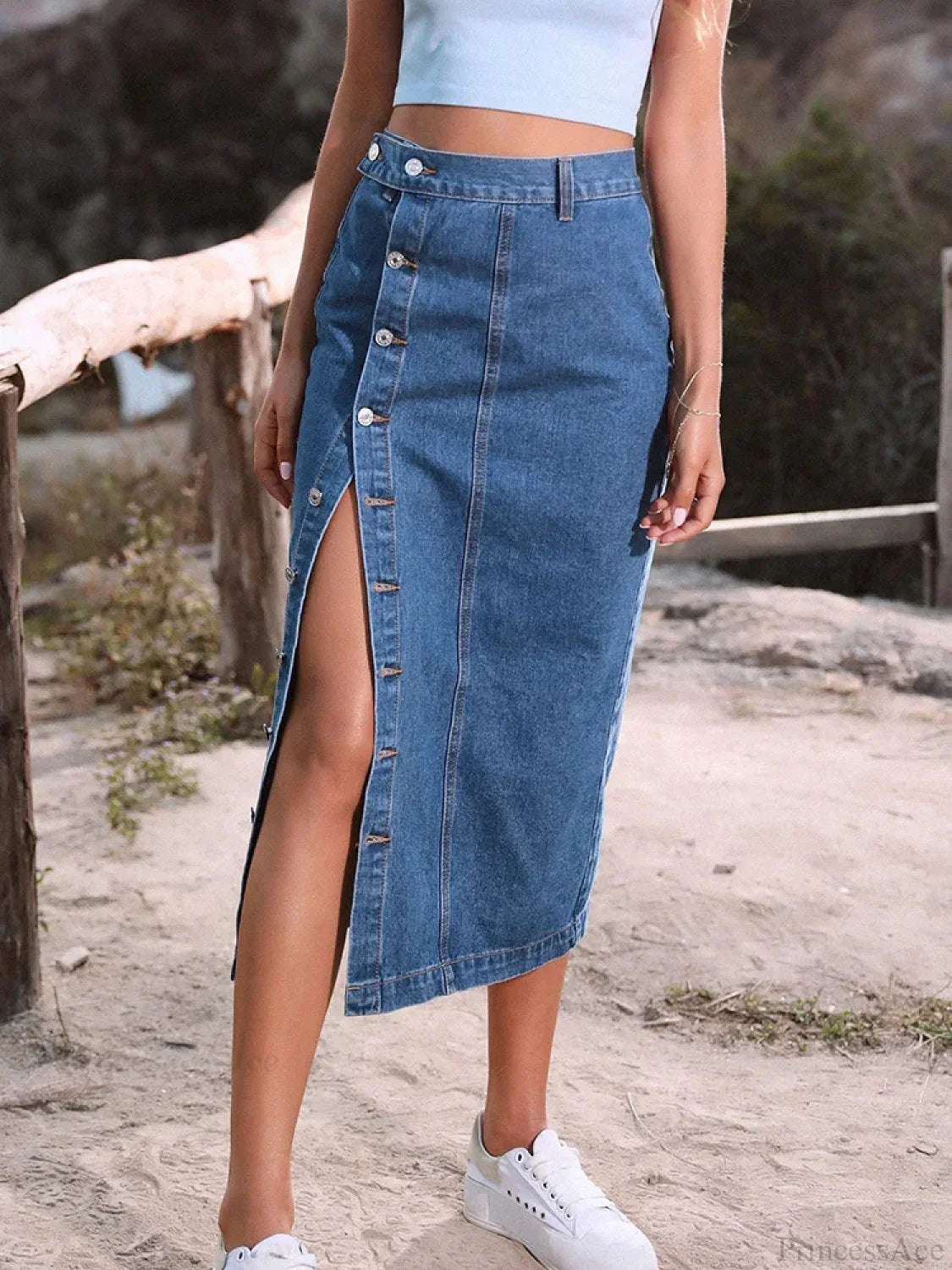 Elegant Denim High Waist Shirt