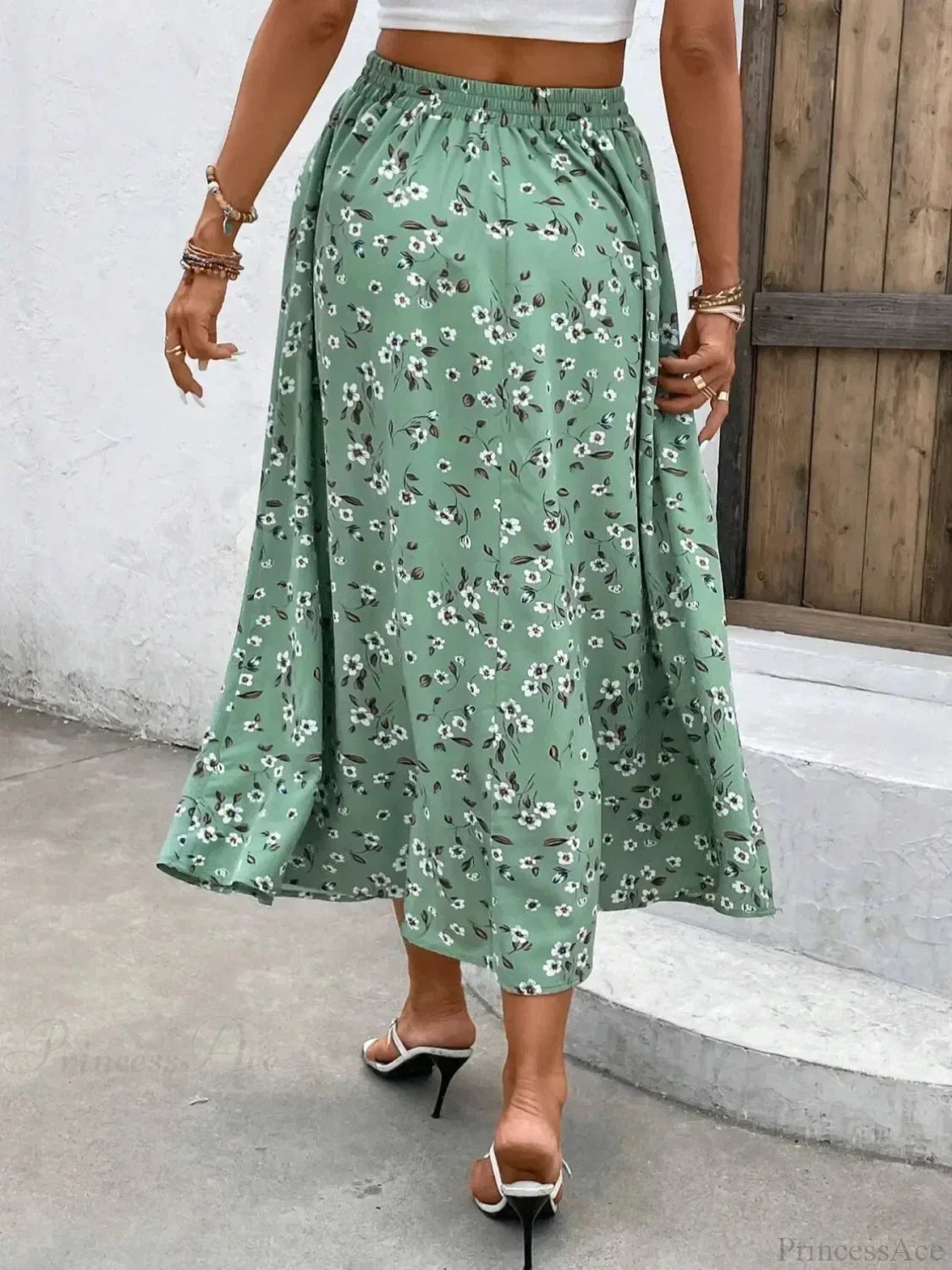 Elegant Fragmented Flower Half Skirt Drawstring Lace Casual Fashion