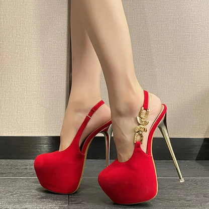 Elegant Metal Butterfly-Chain Back-Strap Extreme High Platform Prom Wedding Sexy Pumps High Heel