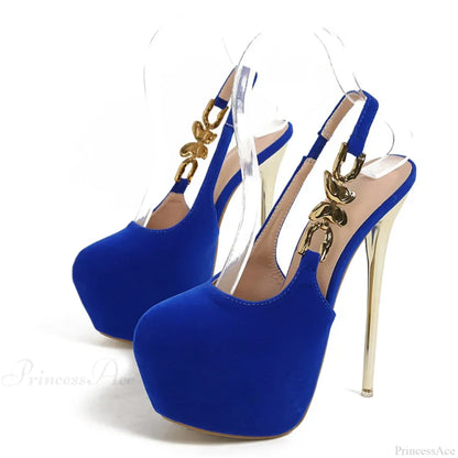 Elegant Metal Butterfly-Chain Back-Strap Extreme High Platform Prom Wedding Sexy Pumps High Heel