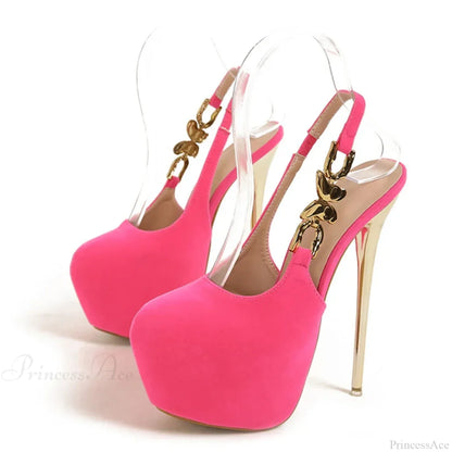 Elegant Metal Butterfly-Chain Back-Strap Extreme High Platform Prom Wedding Sexy Pumps High Heel