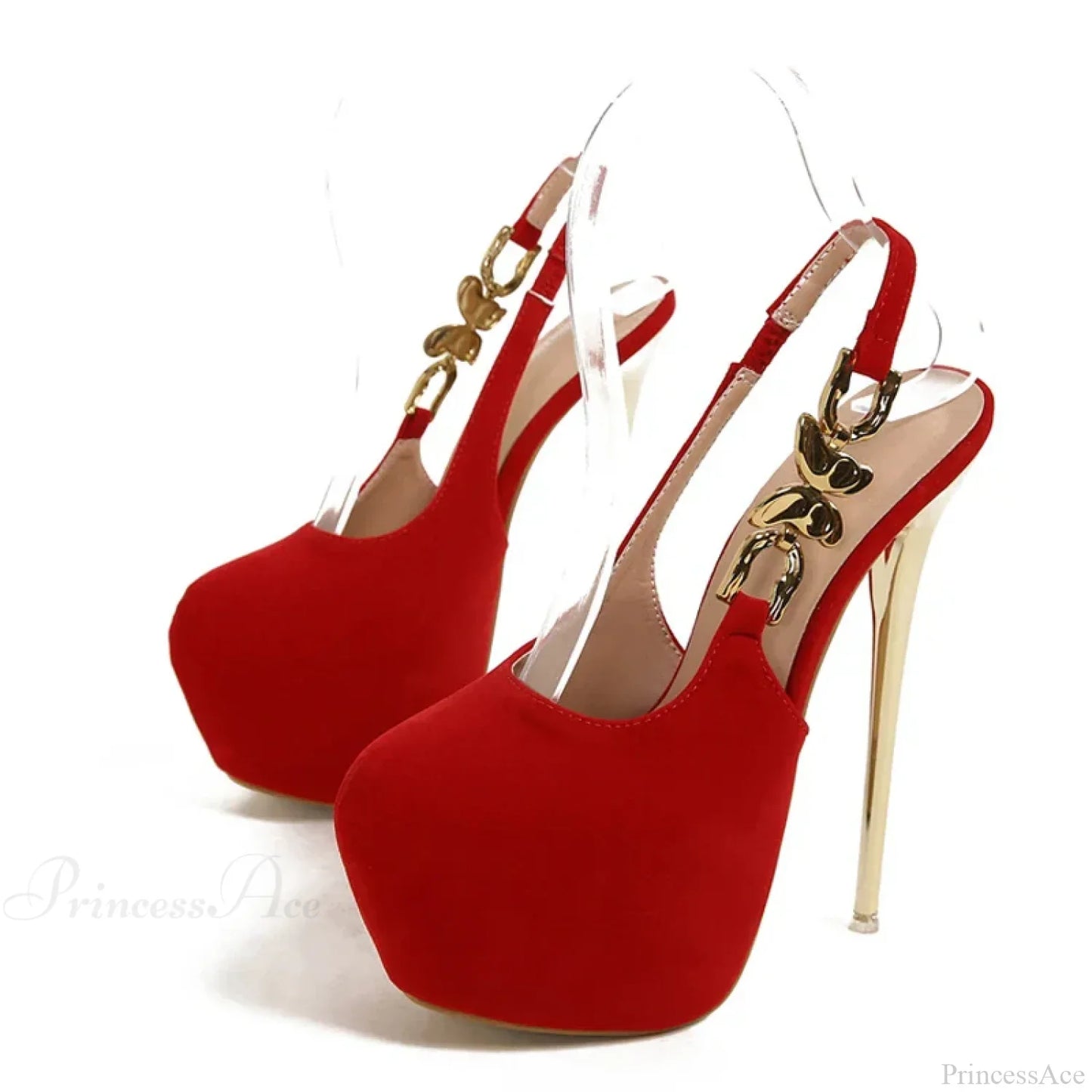 Elegant Metal Butterfly-Chain Back-Strap Extreme High Platform Prom Wedding Sexy Pumps High Heel