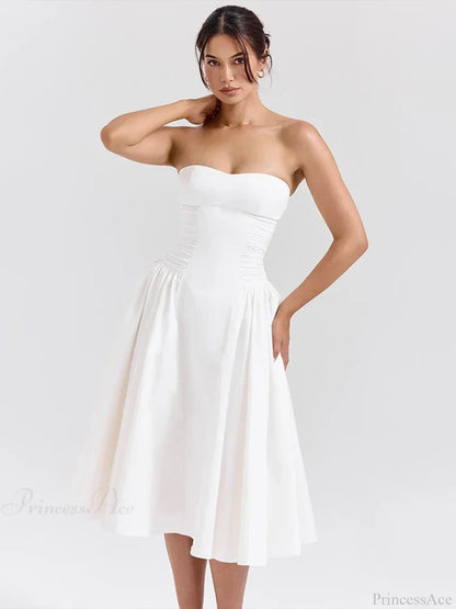 Elegant Midi Waist Wrap A-line Vacation Dress