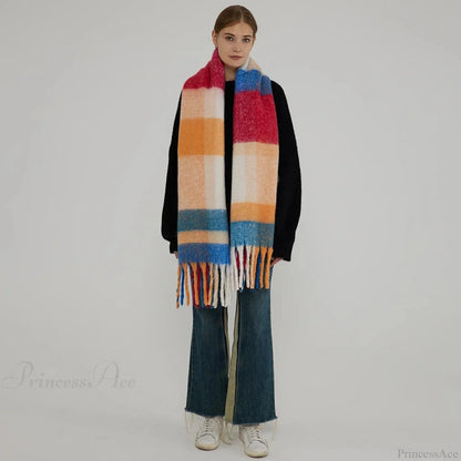 Elegant Minimalist Imitation Cashmere Scarf with Tassel