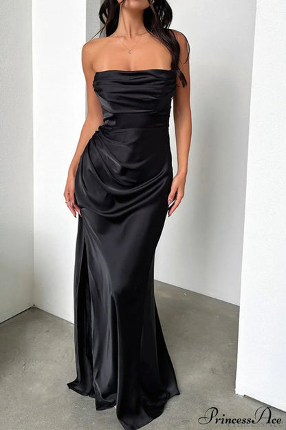 Elegant Ruched Side Slit Party Dress