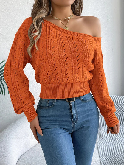 Elegant Slash Neck Off Shoulder Sweater