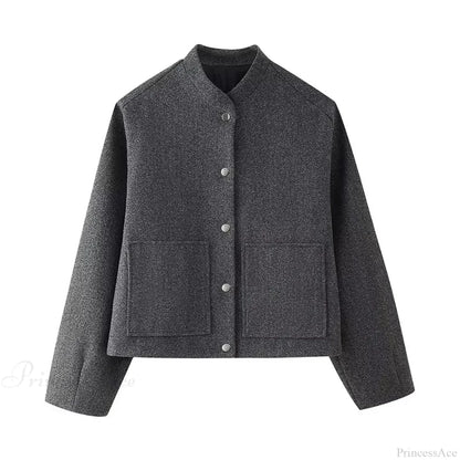 Elegant Solid Wool One Button Overcoat