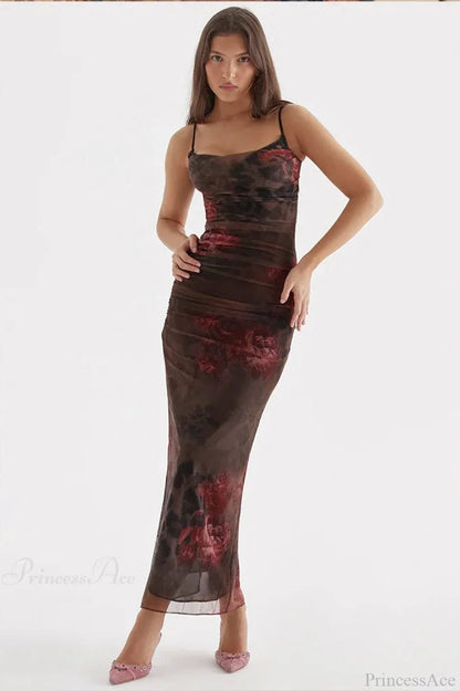 Elegant Split Print Maxi Vacation Dress