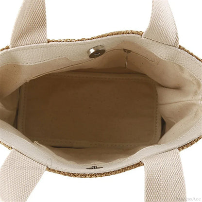 Elegant Straw Woven Beach Casual Top-Handle Shoulder Handbag