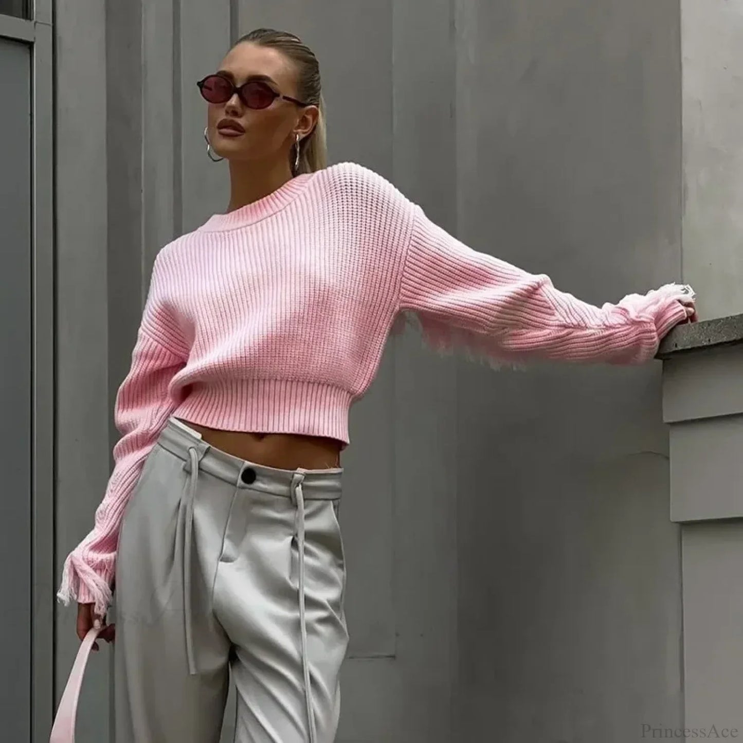 Elegant Tassel Patchwork Pullover Sweater