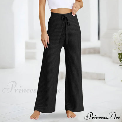 Embroidery Bow Knitted Flare Casual Slim Fit Sweatpants All-match Pants