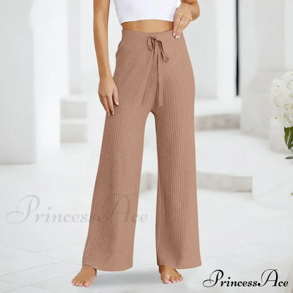 Embroidery Bow Knitted Flare Casual Slim Fit Sweatpants All-match Pants