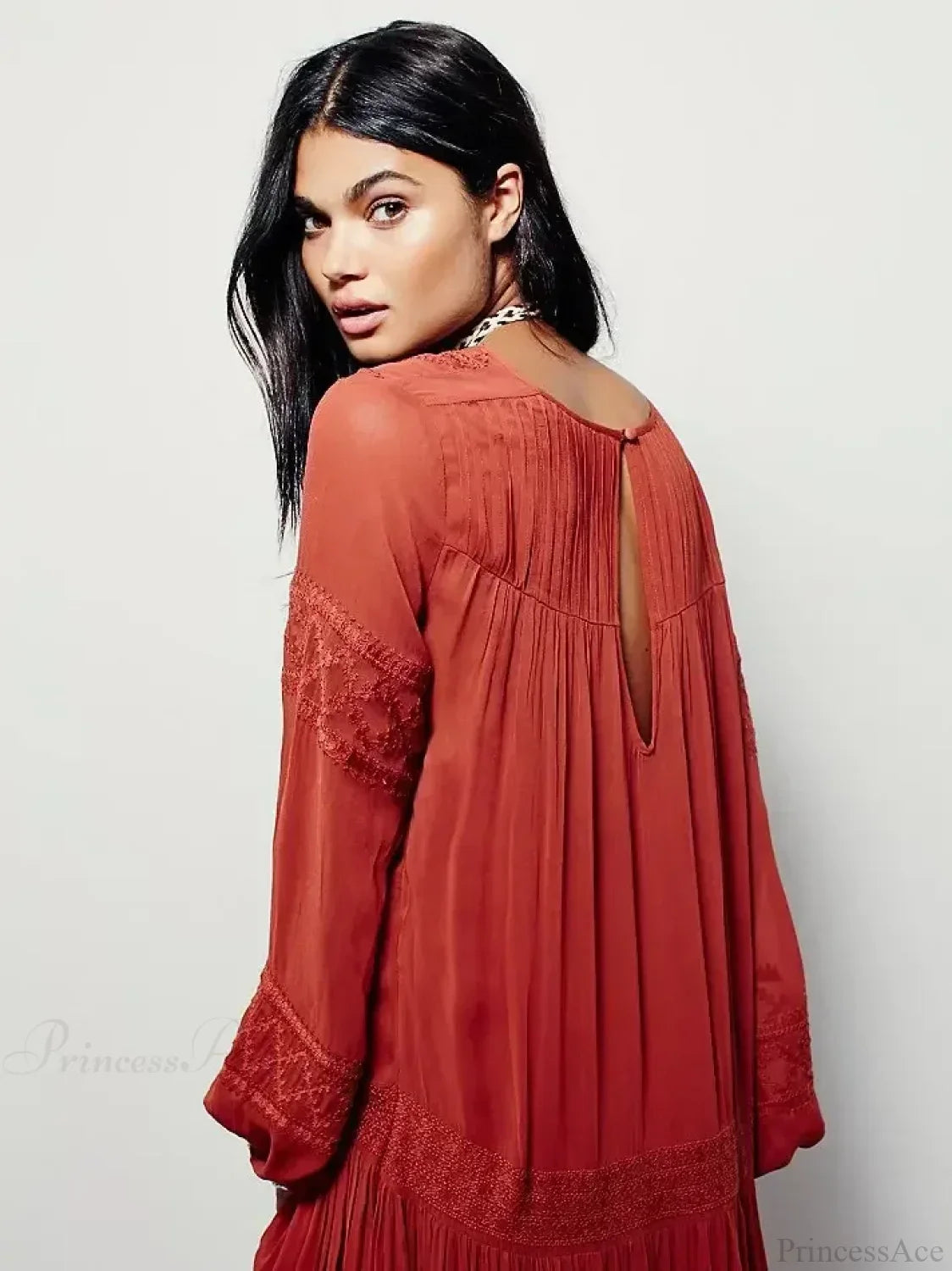 Embroidery Flower V-neck Split Mini Boho Dress