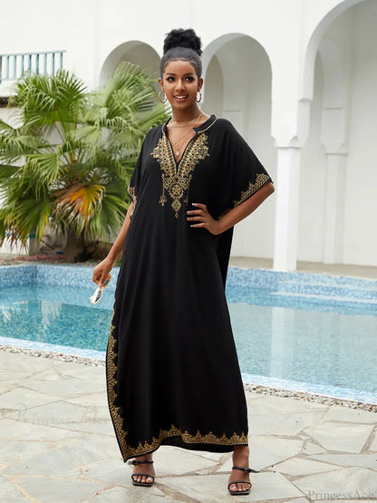 Vestido largo bordado estampado para cubrir/pareo