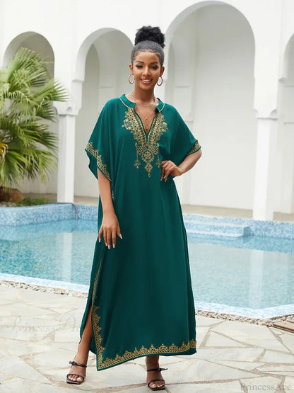 Vestido largo bordado estampado para cubrir/pareo