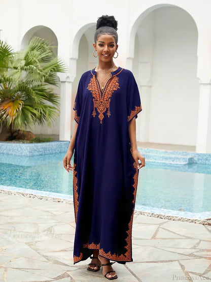 Vestido largo bordado estampado para cubrir/pareo