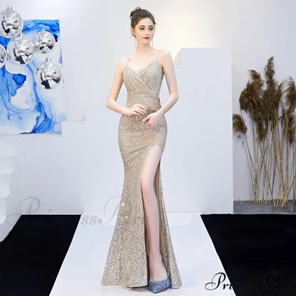 Emma sequined Stylish Formal slit dress