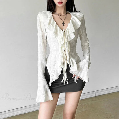 Enchantedcore Frilled Plunging-neck Blouse