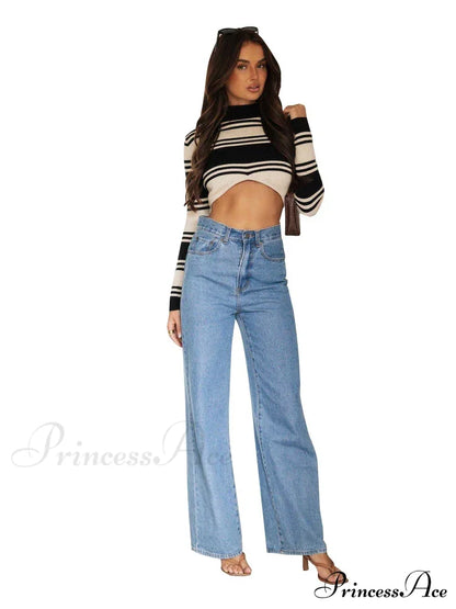 European and American Women's Washed Fashion Long Basic Straight-leg Pants All-match for All Seasons Jean