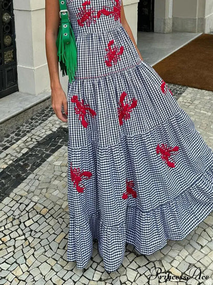 Exquisite Embroidered Holiday Charming Camisole Midi Dress