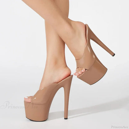 Extreme Peep-Toe 17CM Platform Sexy Slippers Modern Nightclub Party Stripper High Heel