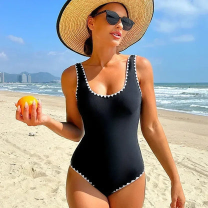 Bañador de una pieza sexy negro sin espalda