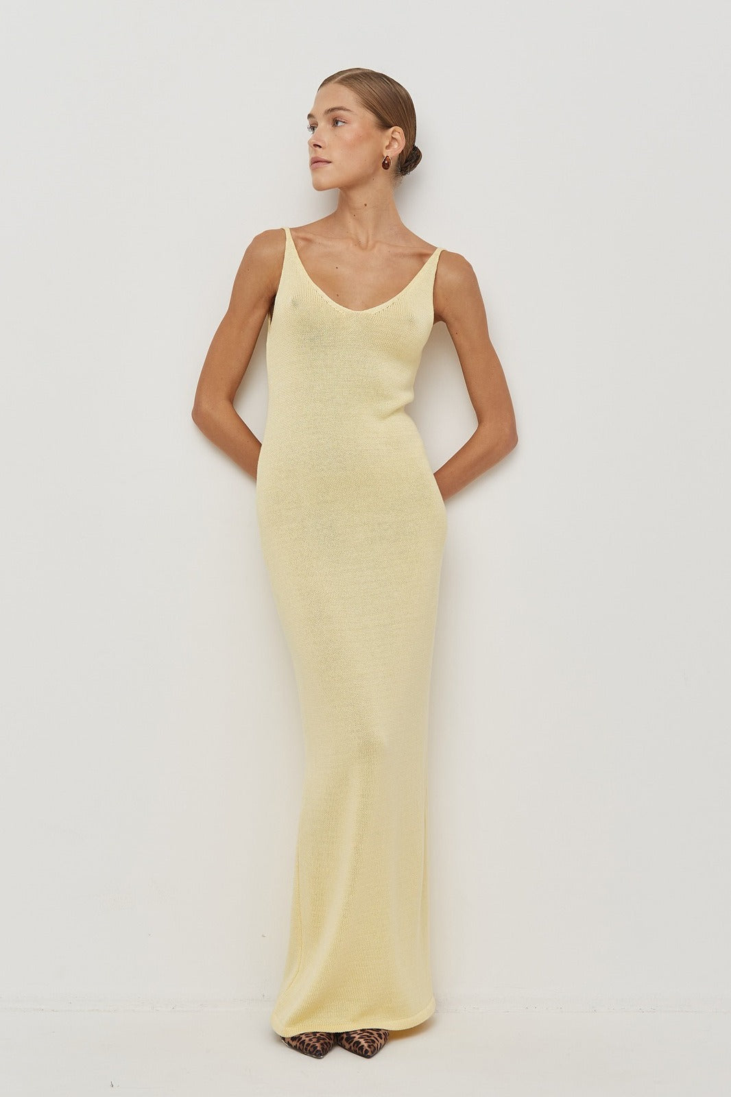 Solid V Neck Cotton Knit Bodycon Two Piece Set