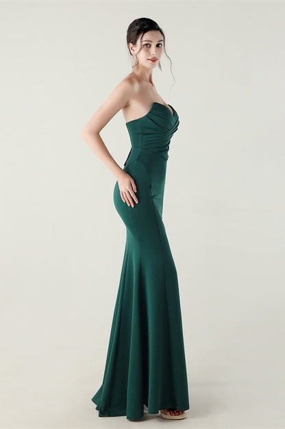 Vestido de fiesta plisado palabra de honor con escote corazón