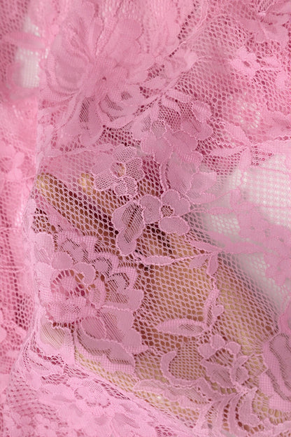 Blusa de encaje sexy de manga larga con lazo frontal
