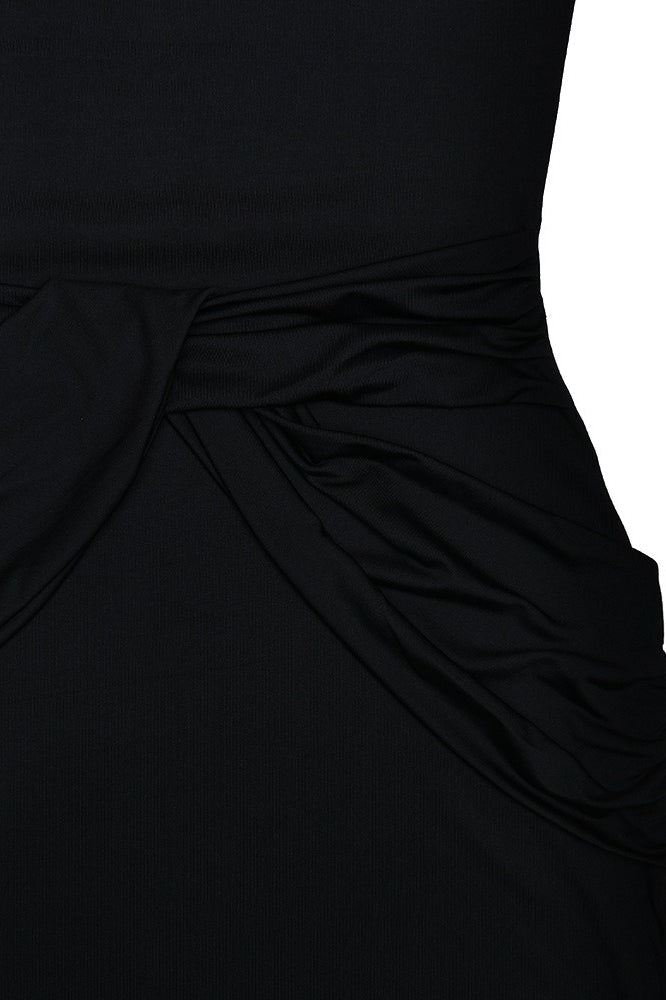 Vestido largo de manga larga y cuello redondo