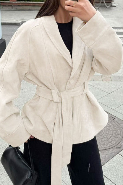 Chaqueta de gamuza vintage de manga larga