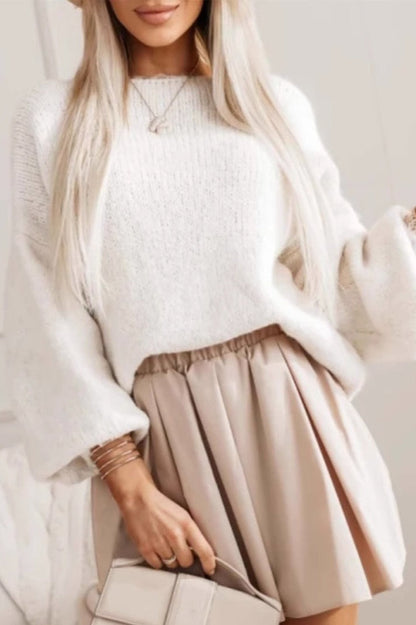 Bow-Tie Detailed Backless Loose Knit Sweater