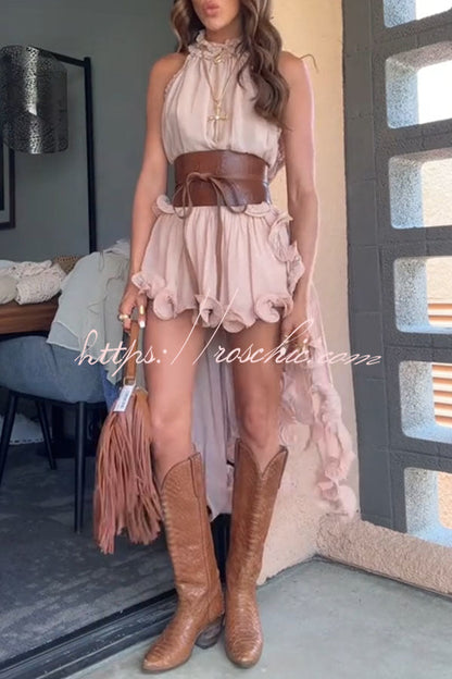 Romantic Drama Chiffon Wavy Ruffles Elastic Waist Loose Shorts (Shipped Within 24 Hours)