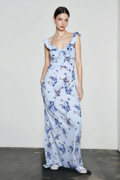 Low Cut Printed Cami Bodycon Vacation Dress