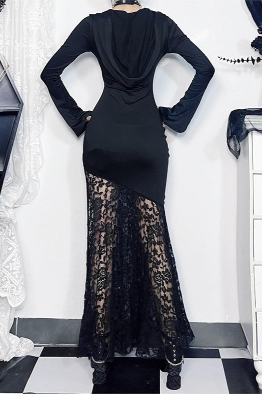 Hollow Patch Long Gothic Dress