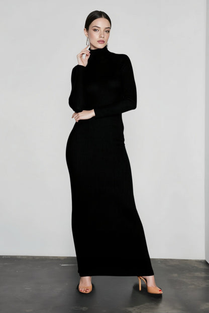 DressBetty - 2024 Elegant Spring Turtleneck Knitted Ribbed Sheath Midi Bodycon Dress
