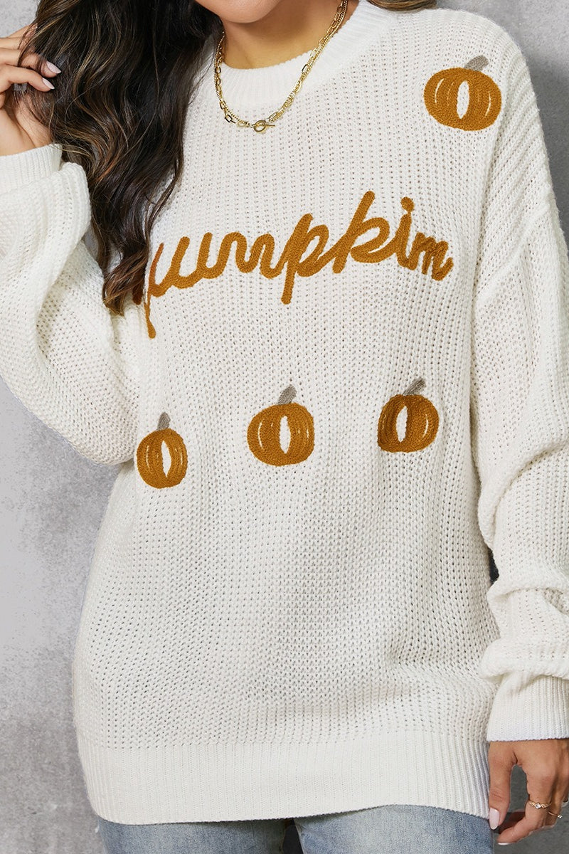 Suéter de punto con gráfico de calabaza