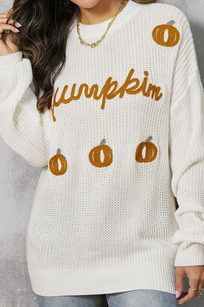 Suéter de punto con gráfico de calabaza