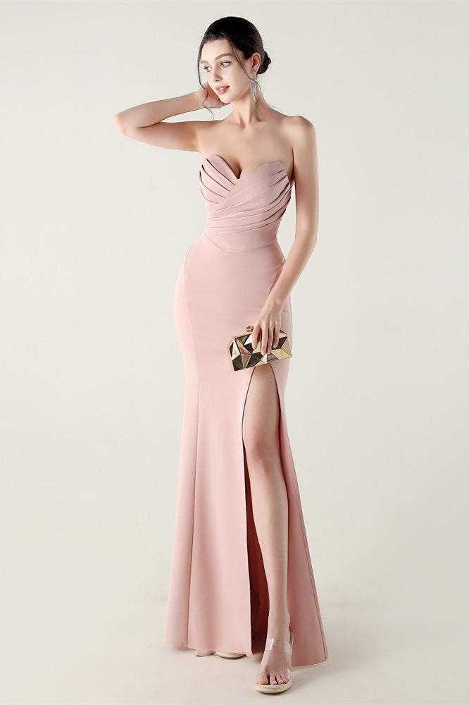 Vestido de fiesta plisado palabra de honor con escote corazón