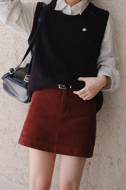 Falda retro de pana con corte en A