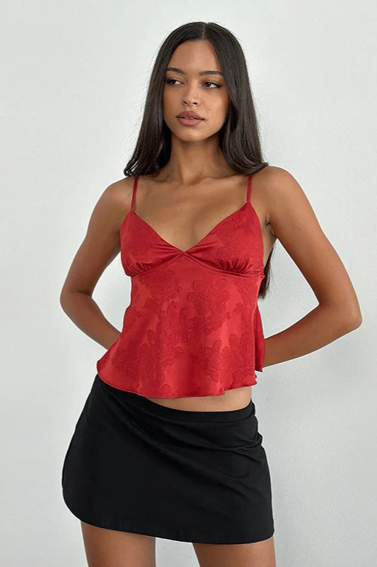 Top corsetero jacquard floral sólido escotado