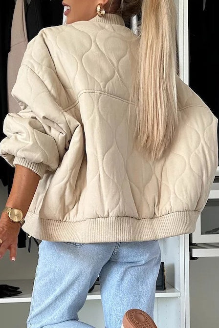 Abrigo acolchado liso casual con botones